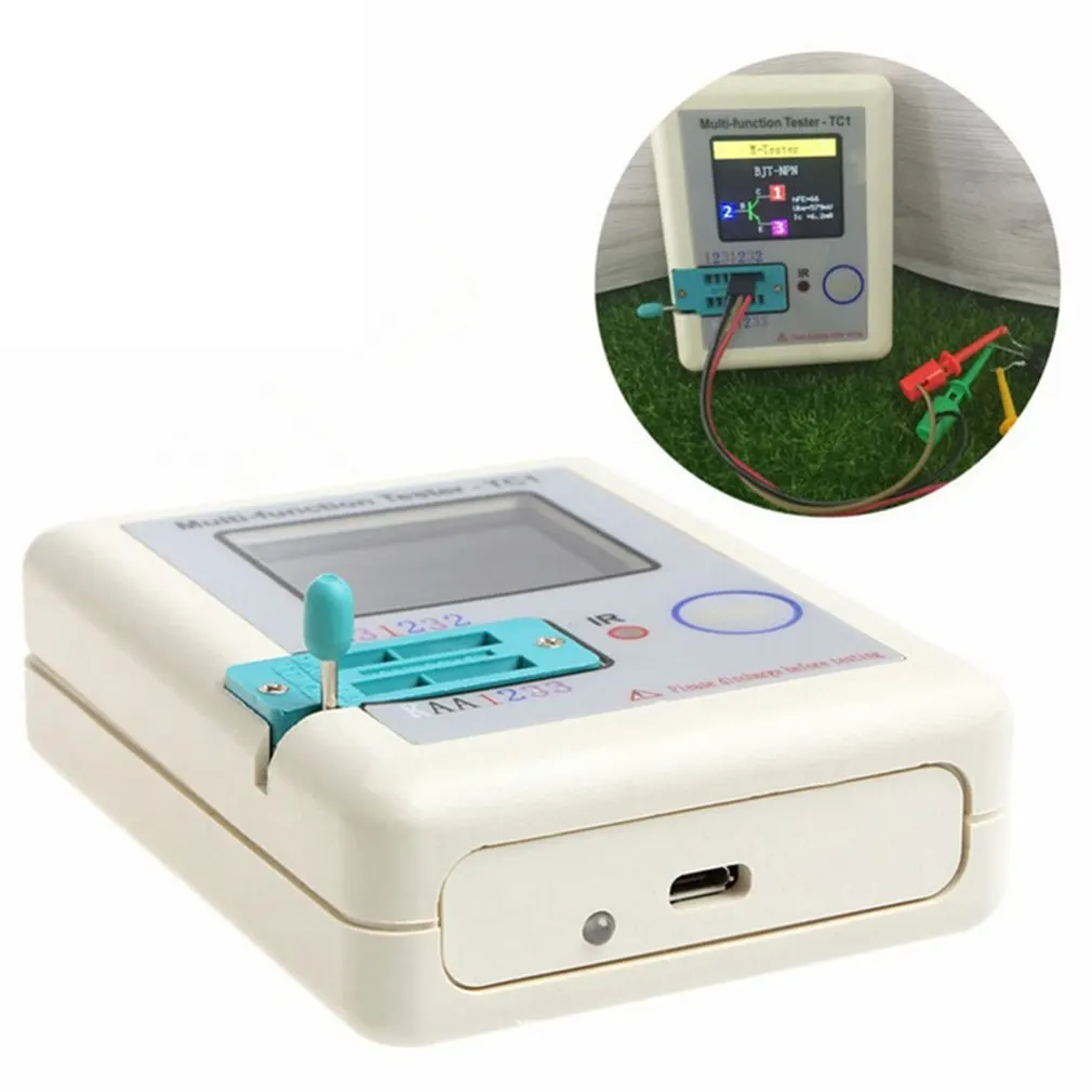LCR-TC1 1.8 "TFT LCD عرض متعدد متر الترانزستور تستر ديود صمام ثلاثي مكثف المقاوم اختبار متر ESR LCR NPN PNP MOSFET COD
