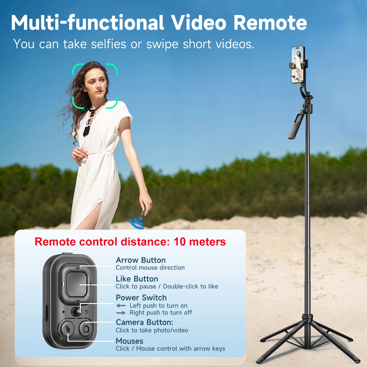 AXNEN 64 polegadas 360 °   Rotação AI Face Tracking C17 Gimbal Selfie Stick Tripé Equilíbrio Alça Quadrádio Multi-função Remoto