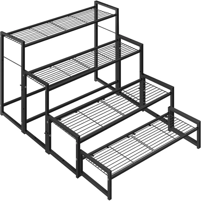 

4 Tier Metal Plant Stand Ladder Flower Pot Holder Stackable Heavy Duty Shelf Indoor Outdoor Garden Display Rack