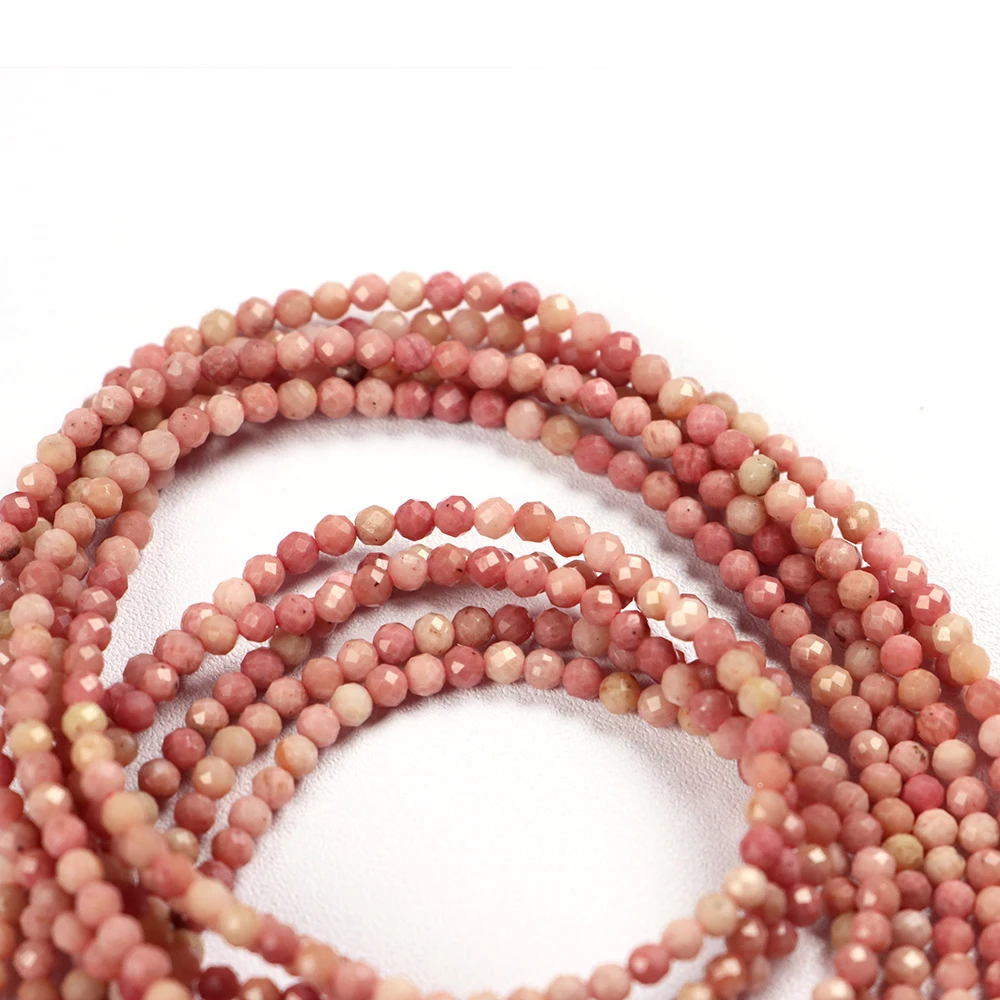 Natural Pink Rhodonites Beads 2 3 4mm Faceted Round Loose Beads Diy Waist Chain Beads Necklace Bracelet Jewelry Accessories