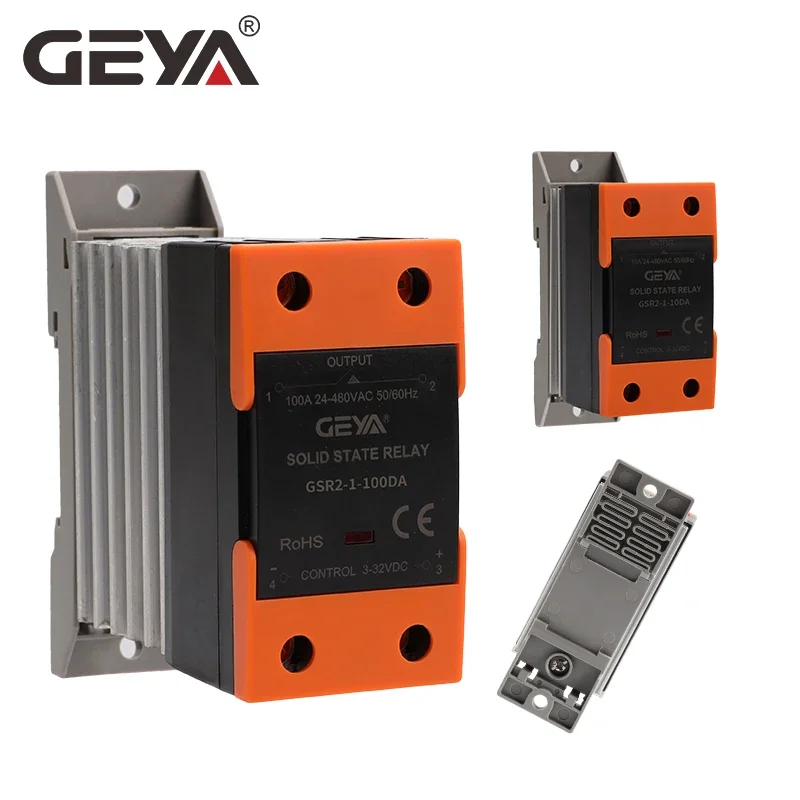 

GEYA Din Rail Solid State Relay with Radiator SSR 10DA 25DA 40DA 60DA 80DA 100DA 120DA DC Control AC Single Phase SSR DD DA AA