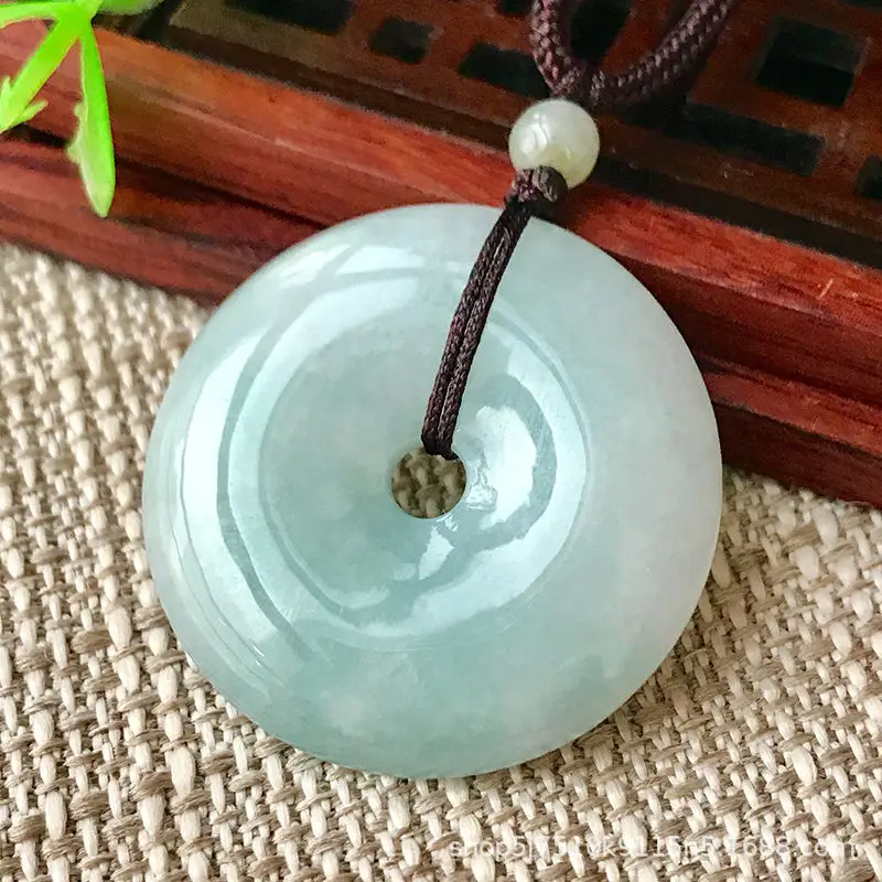 Emerald round 30mm pendant Burma jade