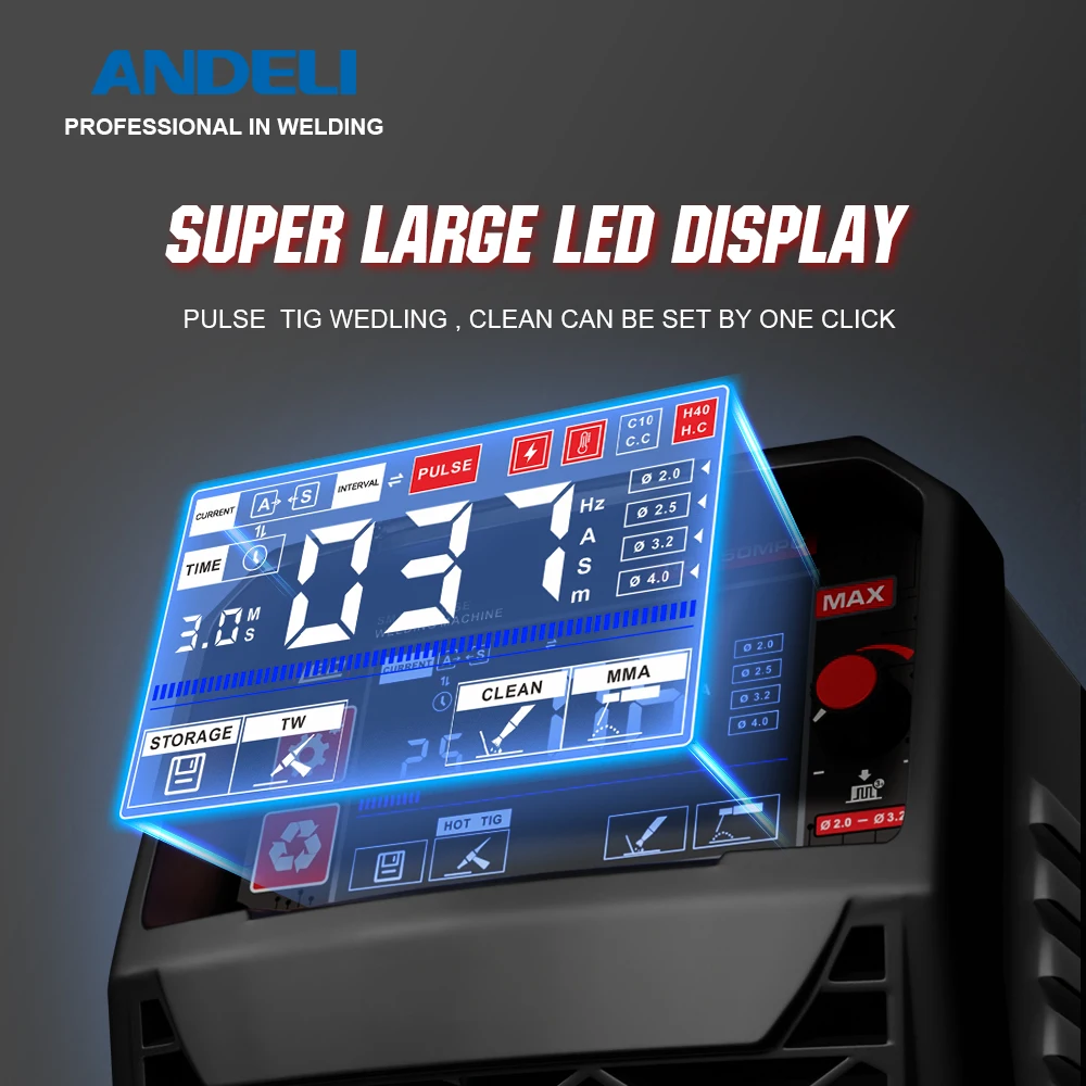 ANDELI TIG saldatrice Pulse MMA Clean 3 in 1 LED Screen DC Inverter TIG saldatrici saldatura ad arco per principianti