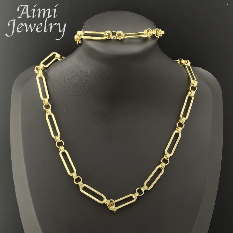 Classic Rope Chain Luxury Dubai Jewelry Set for Women Necklace Bracelet Fashion Engagement Jewellery for Party Wedding Gifts