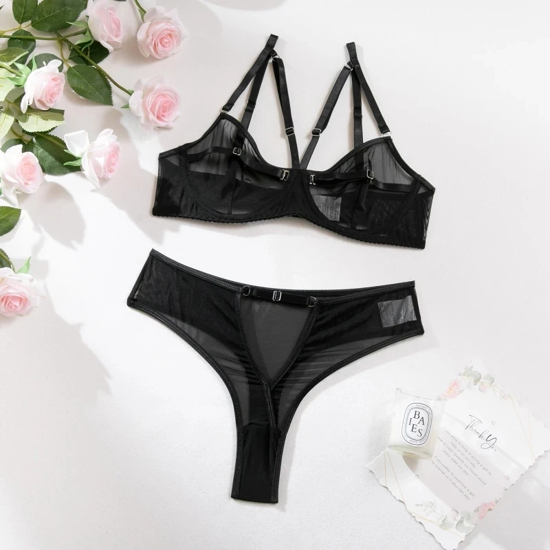 

Bikini Sexy Swimsuit Mesh Two-piece Hollow Out Lingerie Set