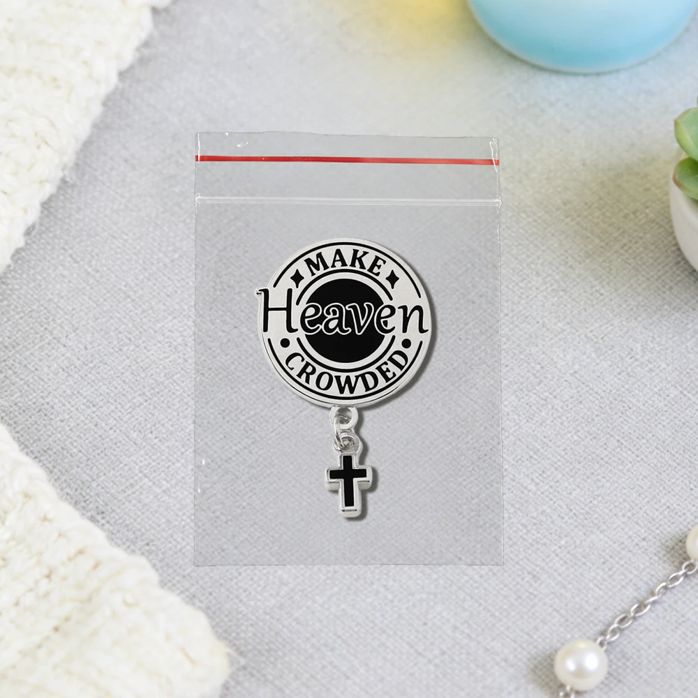 Religionsslogan „Mach den Himmel voller Menschen“ Emaille-Pin, Rosenkranz-Anhänger, Brosche, katholisches christliches Glaubensgeschenk, Bibel-Gebets-Accessoire – Detail 9