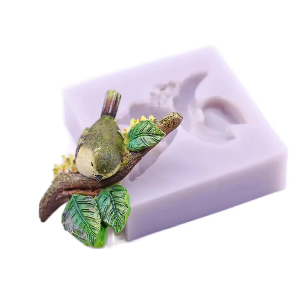 Osmanthus Tree Branches Leaf Bird Silicone Fondant Mould Garden Flower Leaves Cake Decorating Baking Chocolate Icing Mold