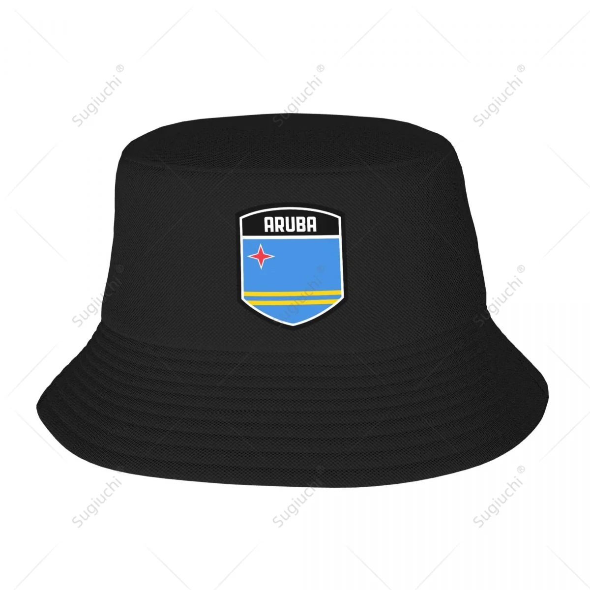 Aruba Flag Shield Bucket Hats Print Cool Fans Sun Shade Simple Classic Outdoor Summer Fisherman Caps Fishing Cap