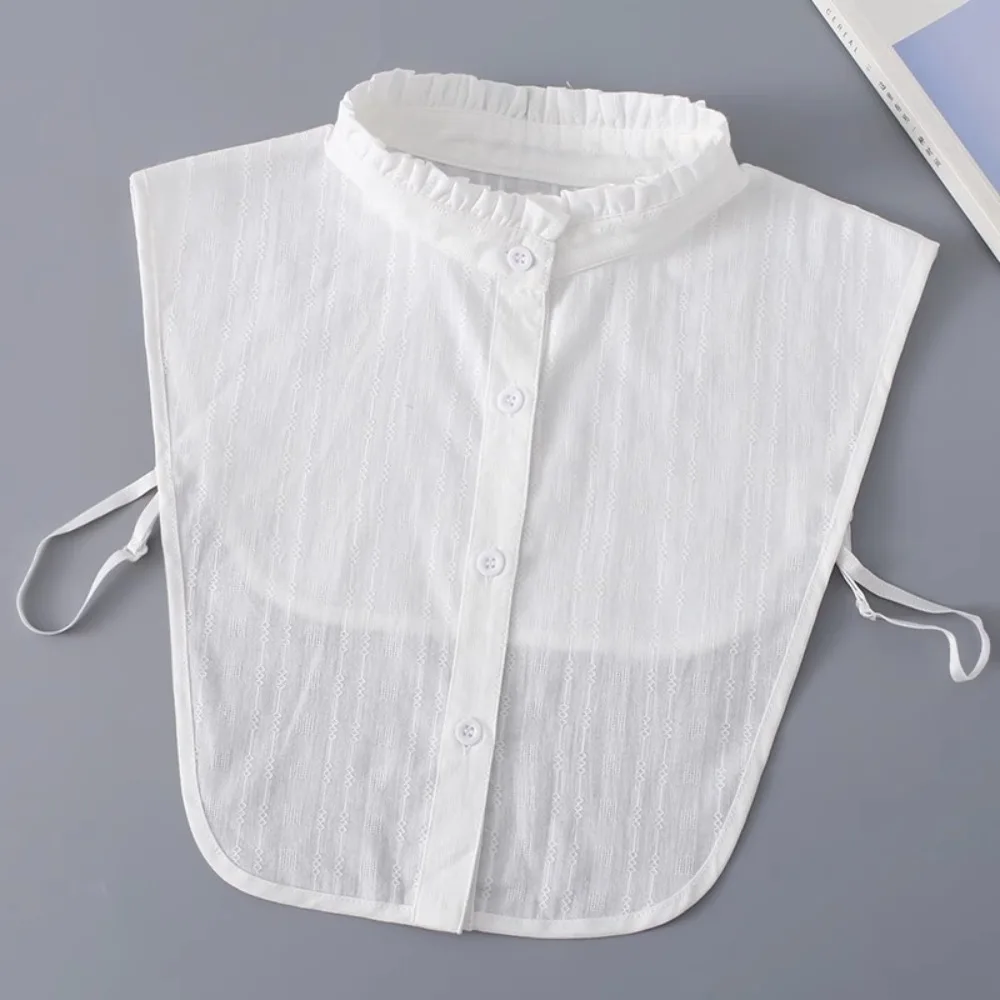 

Белый съемный жаккардовый воротник-стойка с кружевными вставками в корейском стиле, регулируемый, с вырезами, для декора одежды