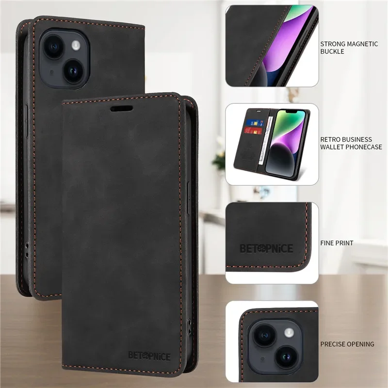 Anti-thef Phone Case For Huawei Honor 200 Pro 90 Smart 70 50 Honor90 Honor200 Lite Wallet Flip Card Holder Coque Leather Cover