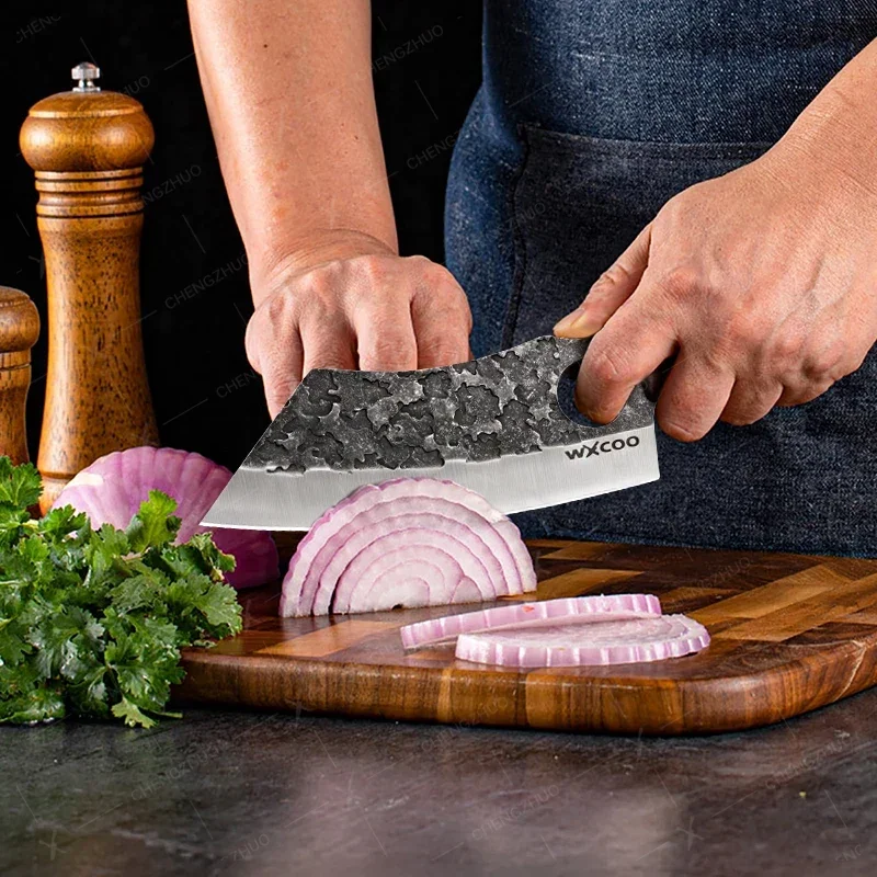 CHENGZHUO Set di coltelli da chef forgiati da cucina in acciaio ad alto tenore di carbonio professionale da macellaio per disossare coltello vichingo carne pesce coltello da mannaia per frutta
