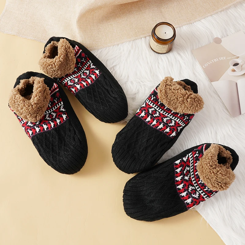 2Pairs Maternity Home Socks Men Women's Winter Floor Shoes Indoor Slippers Shoes Warm Woolen Ladies Plush Soft Winter Slippers