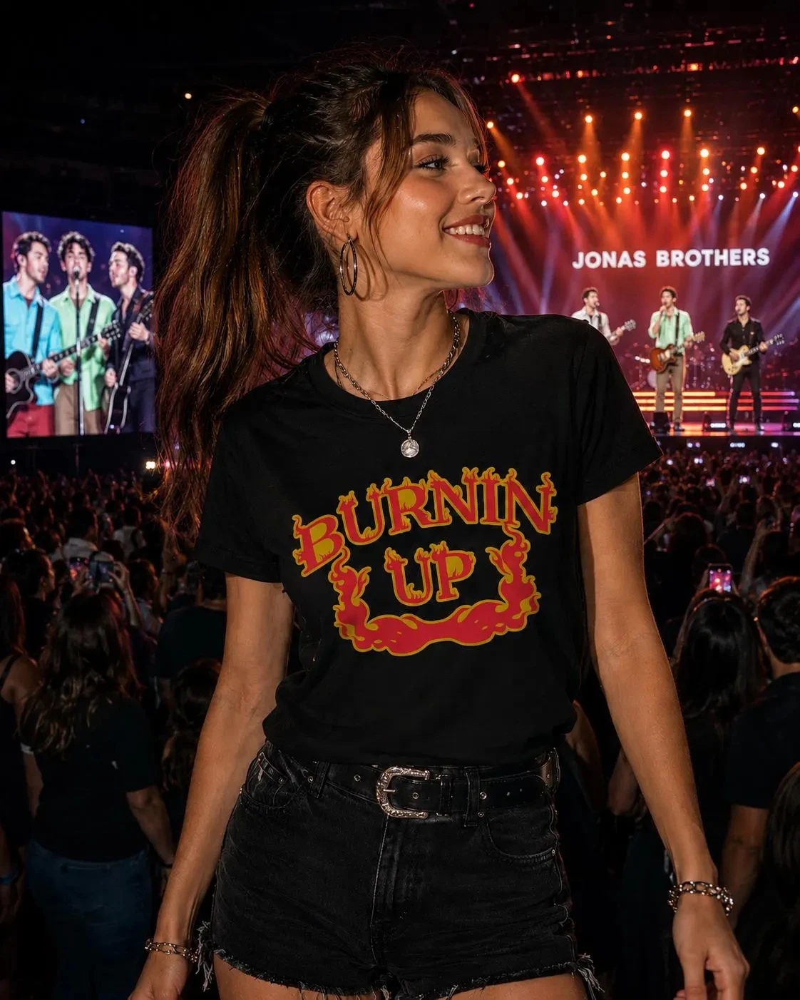 Jonas Brothers The Burning Up Tour T-Shirt Burnin Up Tee 2000er Pop Rock Fan Geschenk Hochwertige Y2K Streetwear für Männer und Frauen – Detail 5