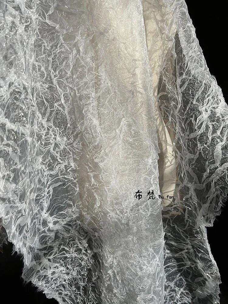 

Transparent Water Light Corrugated Irregular Pleated Three-Dimensional Texture Reflective Dress Designer Fabric