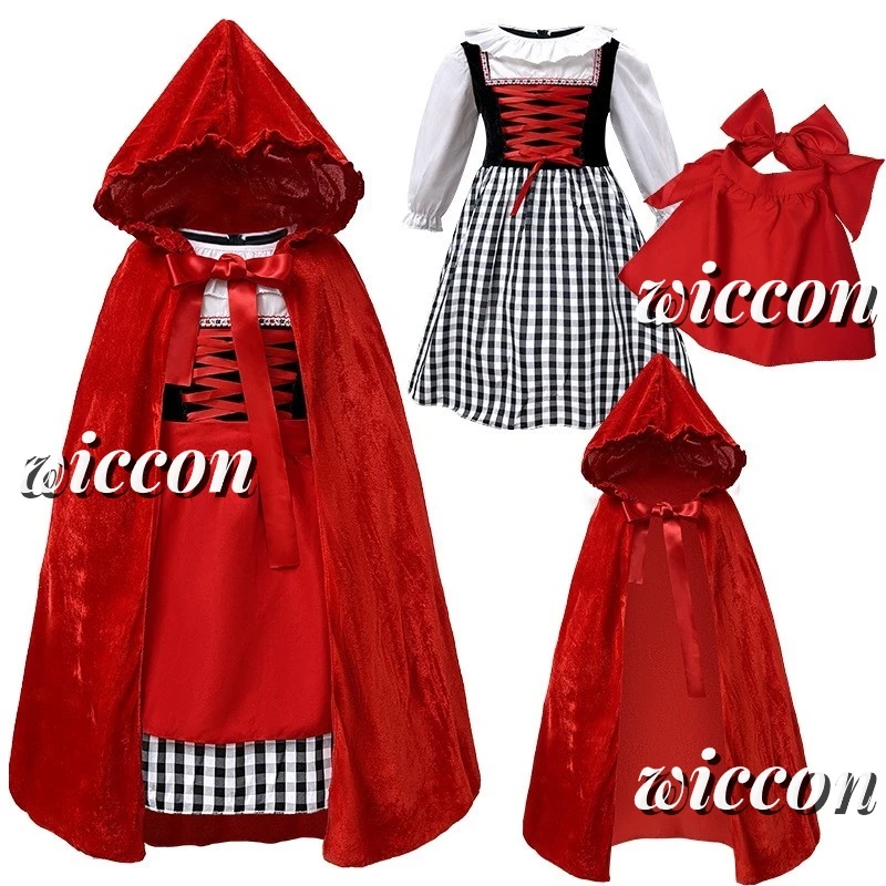 น่ารัก Red Riding Hood เครื่องแต่งกายสําหรับสาว Cape แต่งหน้า Ball Party เครื่องแต่งกายที่สมบูรณ์แบบสําหรับคริสต์มาสฮาโลวีนการแสดง