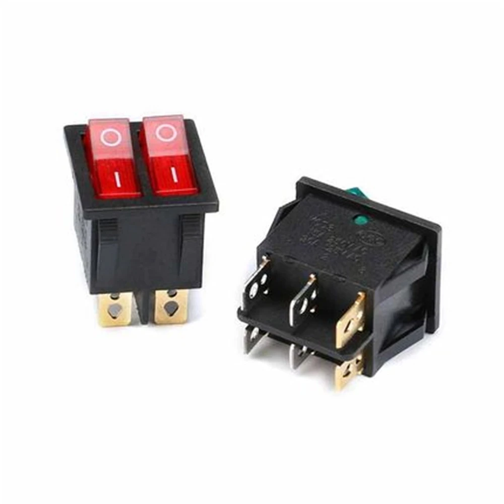 5 PCS KCD3 Rocker Switch ON-OFF ON-OFF-ON 2 Position 3Pins Electrical equipment With Light Power Switch 16A 250V Home / industry