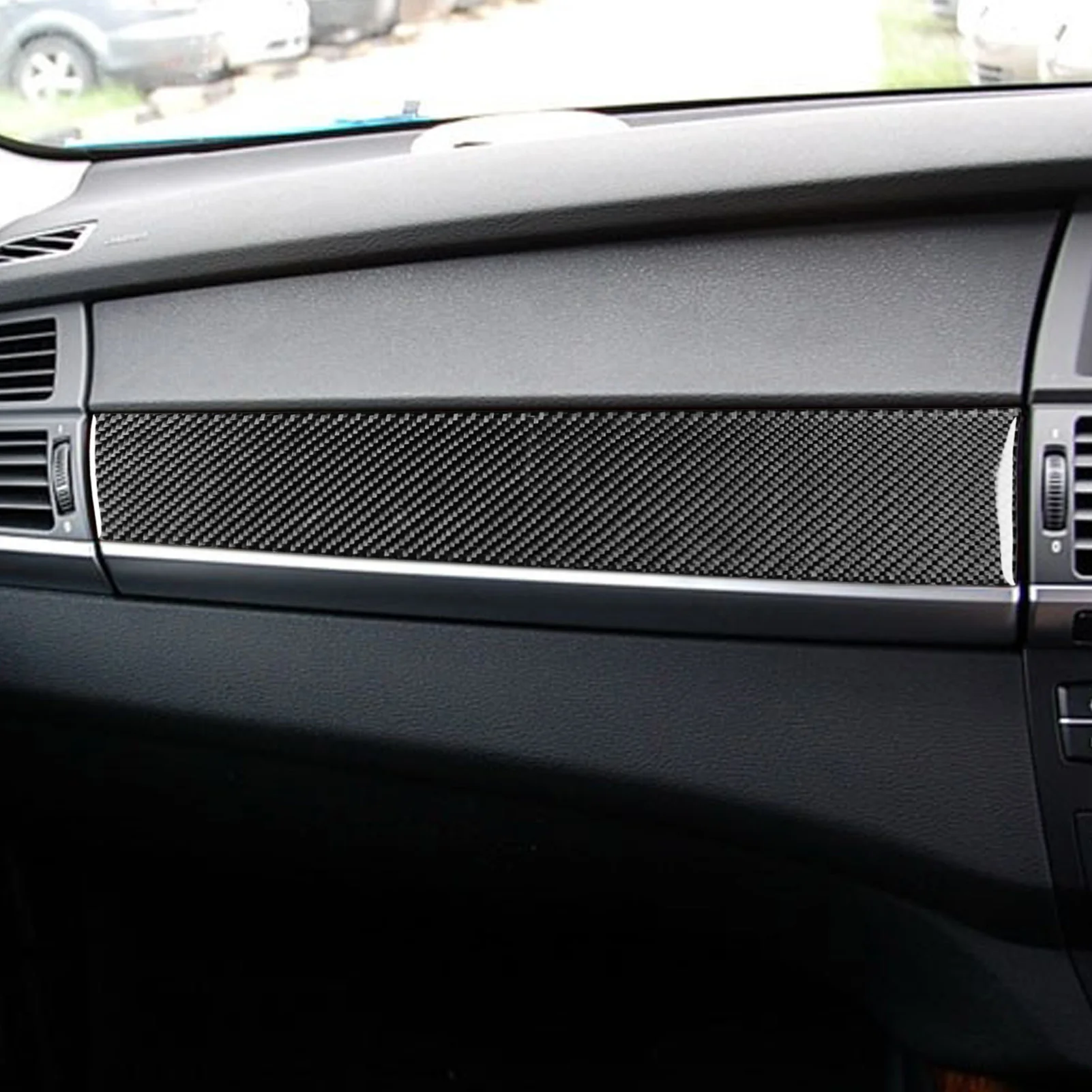 لسيارات BMW X5 E70 2006-2013 ألياف الكربون سيارة مساعد الطيار لوحة القيادة صندوق القفازات الداخلية الخشب الحبوب تقليم اكسسوارات ملصقات