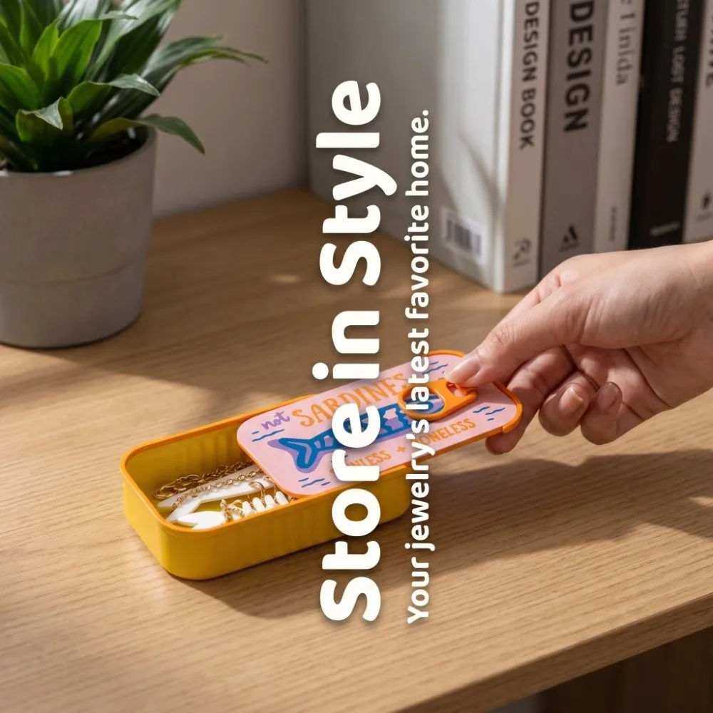 3D Printed Sardine Tin Jewelry Box Multi Functional Durable Jewelry Display Organizer Creative Decorative