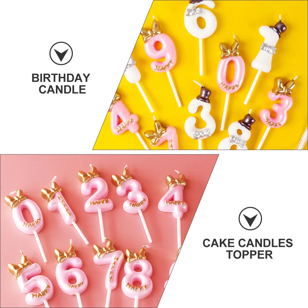 10 قطعة شموع كعكة عيد الميلاد الديكور الرقم الرقمي توبر للحزب الوردي كعكة الشموع ديكور عيد الميلاد