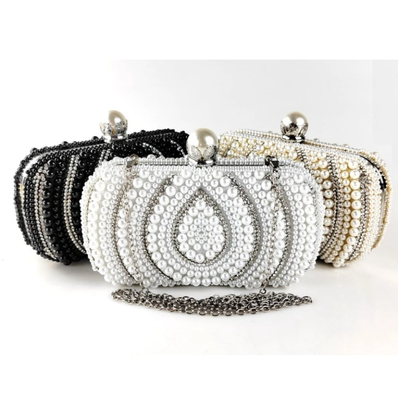 

New Socialite Pearl Rhinestone Handbag Women's High-end Dinner Party Heart-shaped Handbag Pair with Evening Gown Women's Bag