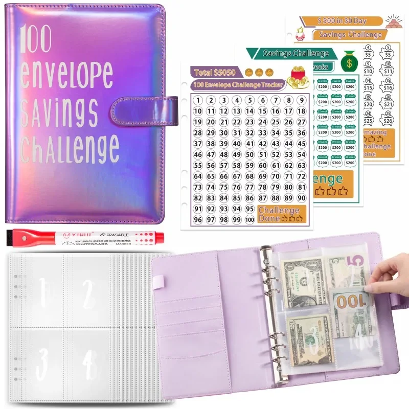 100 Days Challenge Money Saving Envelope Budget Book Binder File Folder Data Book Students Stationery Office Storage Booklet