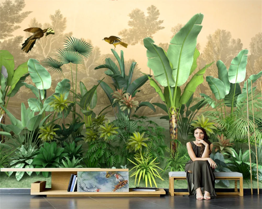beibehang papel de parede Custom modern papier peint bedroom living room tropical rainforest plant scenery background wallpaper