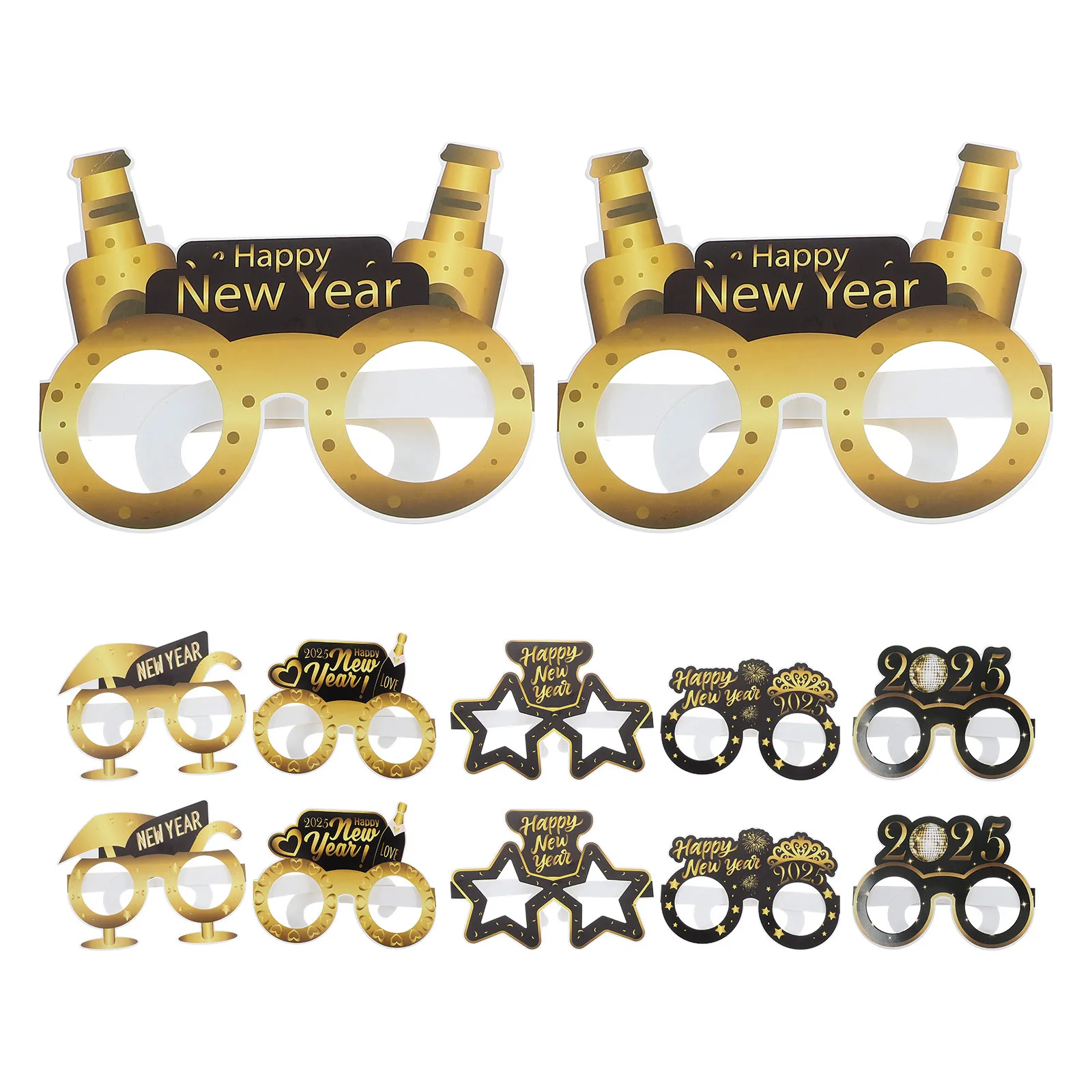 

12Pcs New Year Paper Glasses Fun Party Decorations Happy New Year Photo Props Creative Fun Glasses for Party Newyear Sunglasses