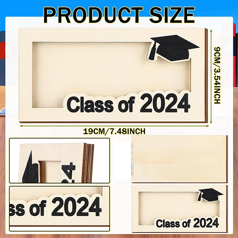 Caja de tarjeta de graduación para hombre y mujer, soporte de madera para efectivo, regalo de graduación, recuerdo de fiesta, Festival familiar, colocación de dinero, 2024