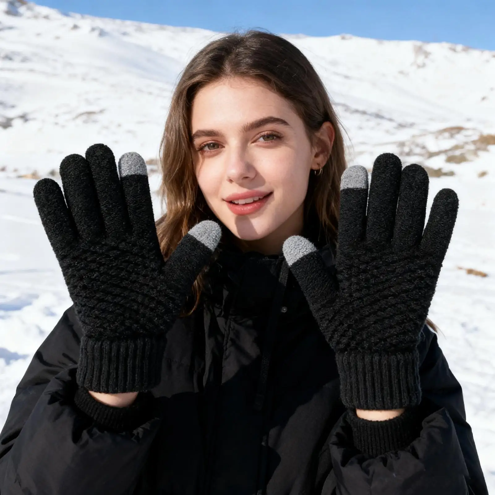 قفازات شتوية حرارية ناعمة تعمل باللمس قفازات ركوب الدراجات الشتوية للنساء بطانة دافئة لتشغيل الرياضة والقيادة وركوب الخيل والتخييم