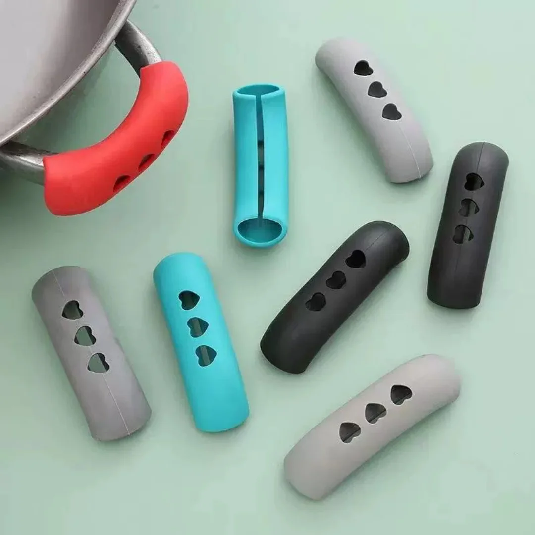 Random Multi-color Silicone Pot Handle Cover, High-temperature Resistant, Anti-scald, Non-slip, Ventilated, Universal Kitchen Ut