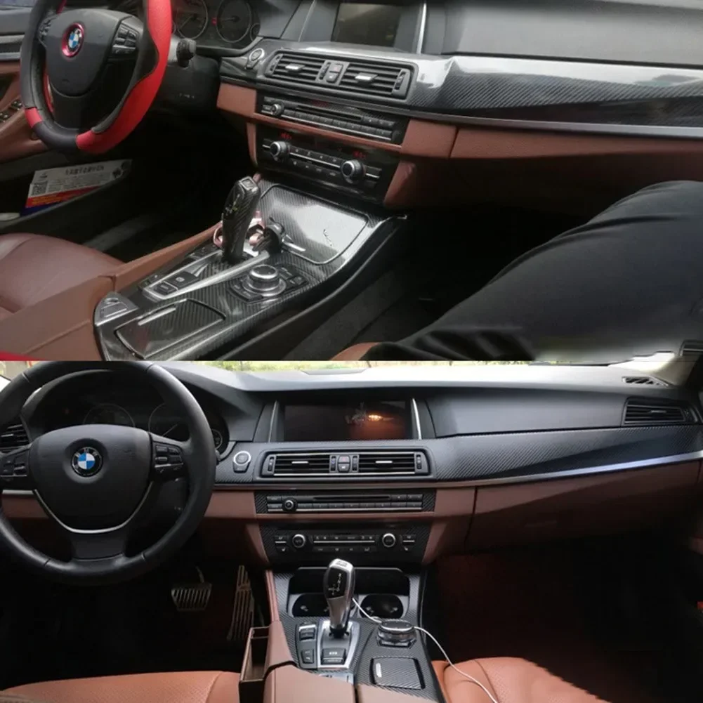 1 SET Car Interior Trim Black 5D Carbon Fiber Style For BMW 520Li 528Li F10 F18 Vinyl Car Stickers Accessories