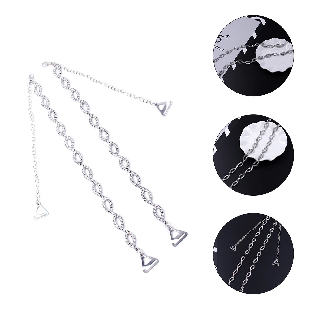 1 زوج قابل للتعديل المعادن حجر الراين حمالة الصدر حزام أصحاب الفضة لامعة الملابس الداخلية الكتف الأشرطة فستان الزفاف اكسسوارات المرأة