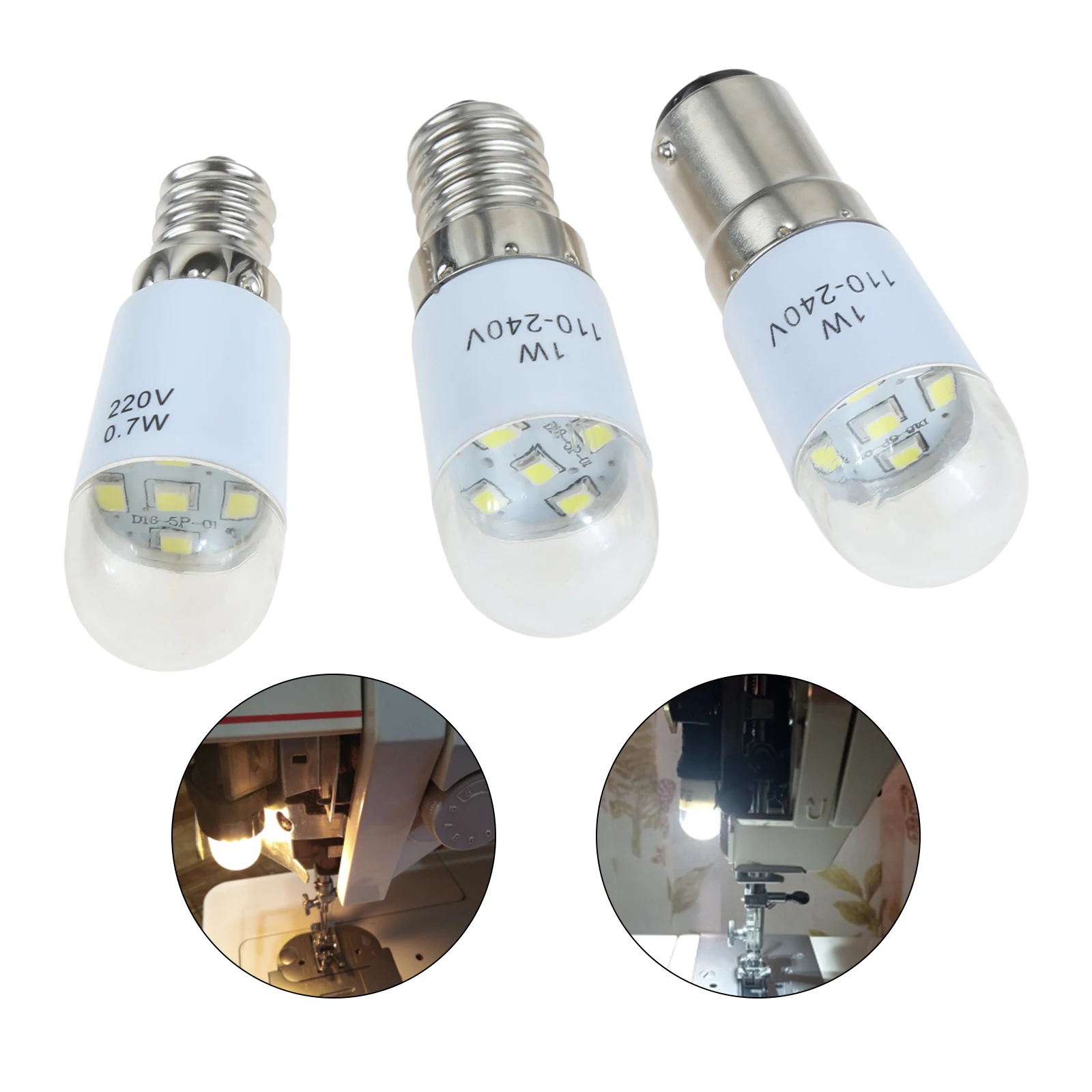 BA15D/E14/E12 uniwersalna maszyna do szycia wkrętów żarówka LED oświetlania 1W 0.7W lampa do szycia domowego 220V 1PC