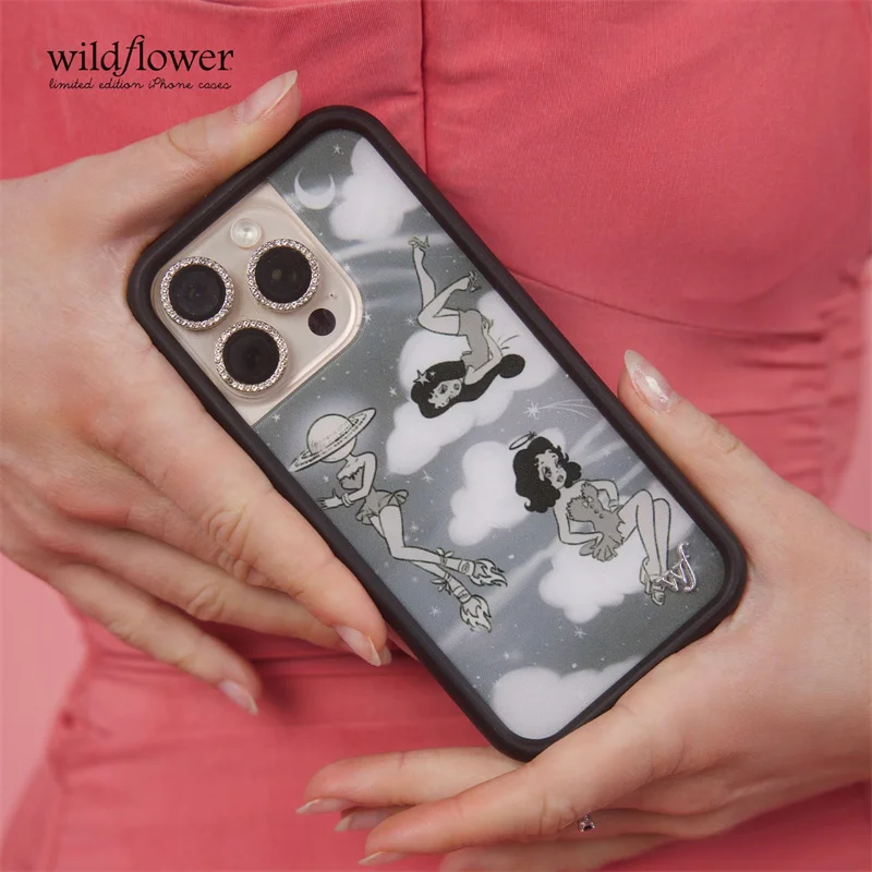 Etui na telefon 2026 Wildflower Rachel Sennot do iPhone 13 12 14 16 17 15 18 Pro Max Plus, urocze, kreskówkowe, z gwiazdami, księżycem, dziewczynką, błyszczące, Wf Cover — zdjęcie produktu 4