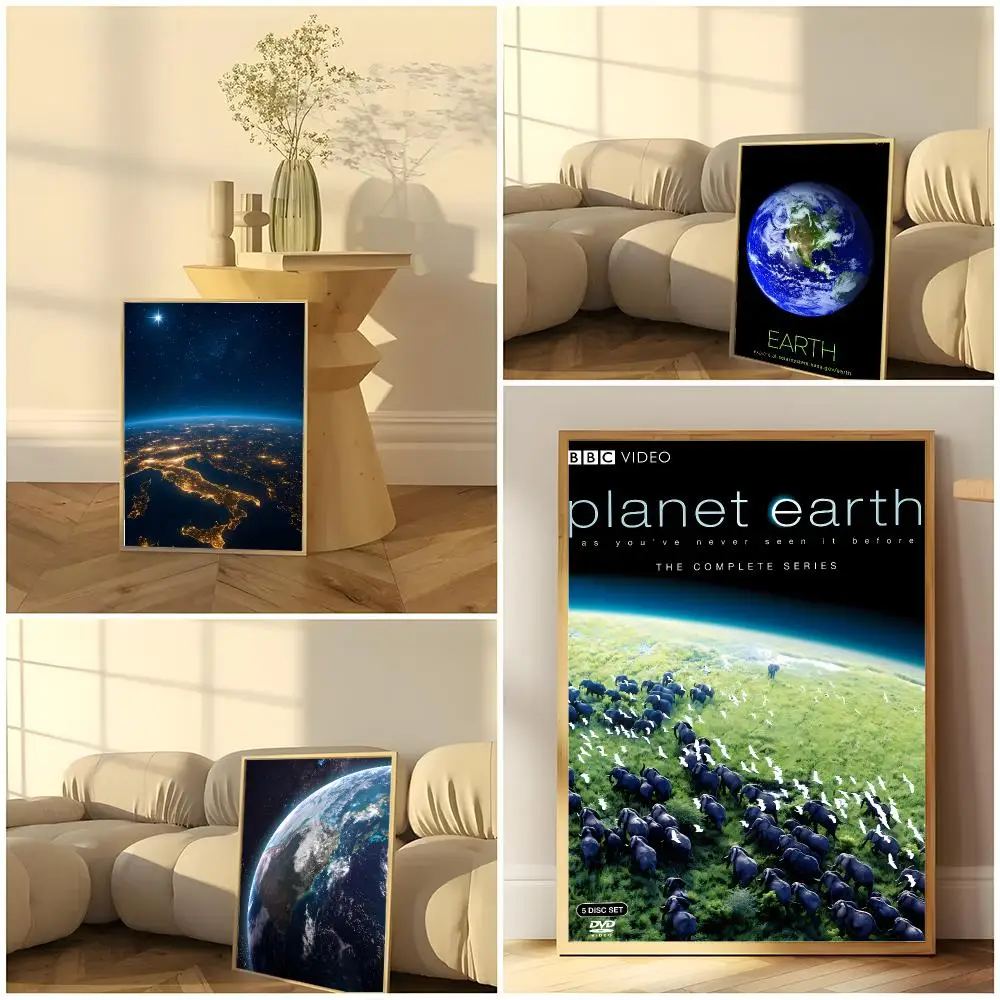 Planet Earth BBC Nature Doc Sir David Attenborough Painting Calligraphy Scandi minimalist Nursery print painting effect