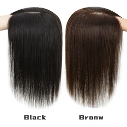 Women's Wig Clip In Hair Piece Women Real Human Hair Wigs Hand Made Lightweight Breathable Black Hair Closure Women Topper
