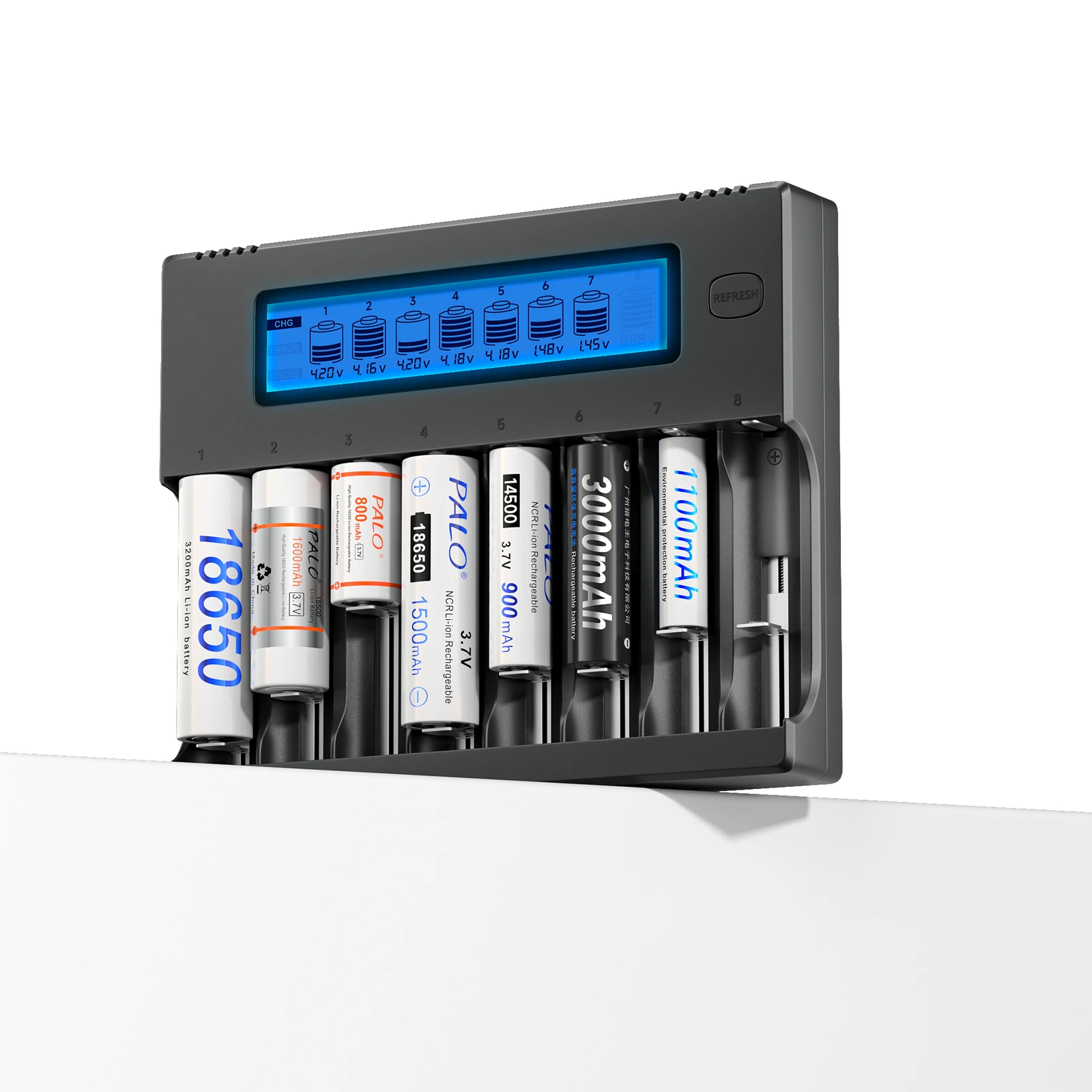 1/2/4/8 Slots Li Ion 3.7V Battery Charger LCD Lithium Battery Charger for 14500 18650 16340 18500 26650 Rechargeable Battery