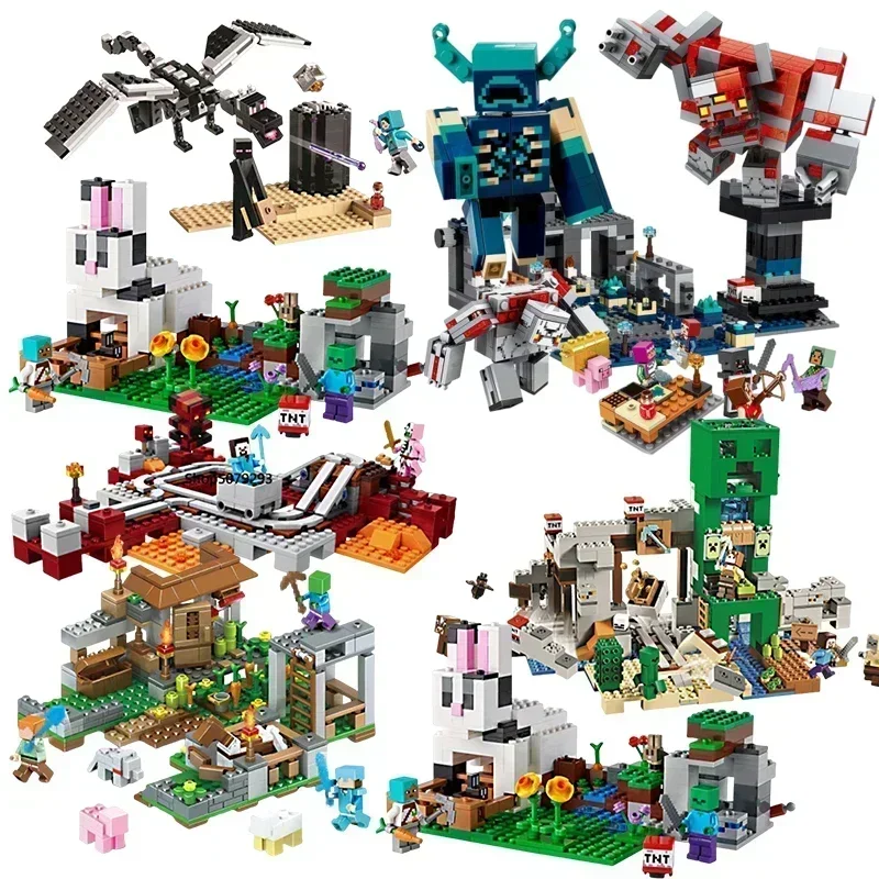 830+pcs Compatible 21155 my world the Creeper Mine My World Bricks The The End Arena building block Bricks Toy