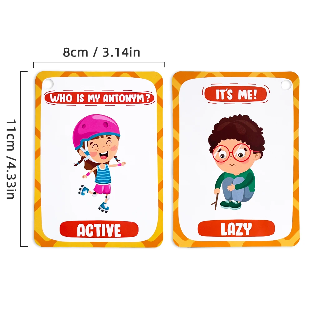 Kids Antonym Cognition Cards Funny Q&A Learning Classroom Interaction Vocabulary Building Educational Toys Montessori Material