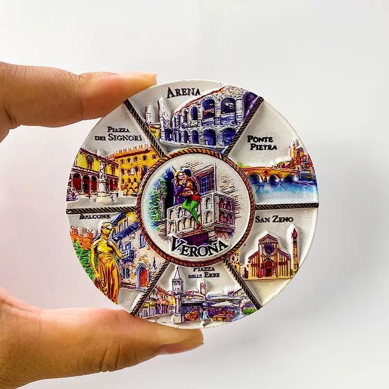 

Italy Verona Scenery 3D Resin Fridge Magnet - Arena, Ponte Pietra, San Zeno & Juliet Balcony Souvenirs Home Decor Imanes