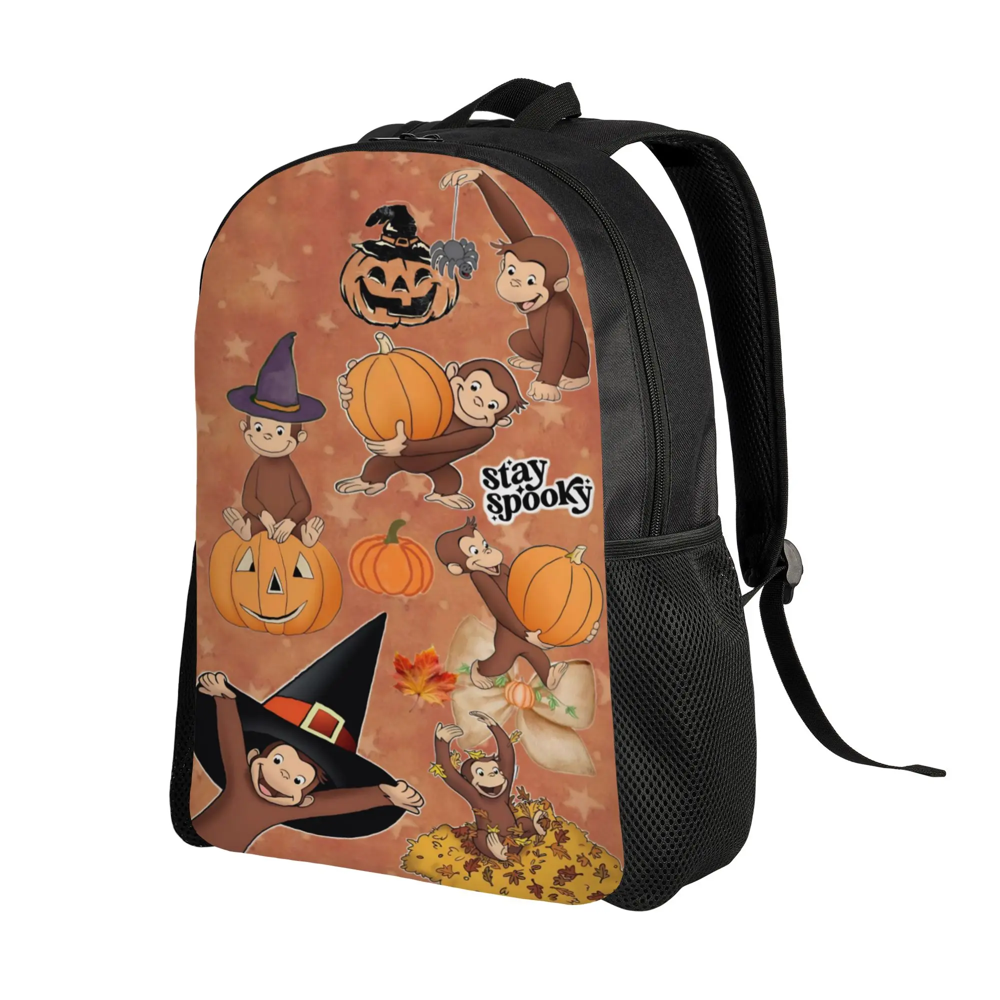 Halloween Curious George Themed(2) Backpack  Workout Backpacks Male Aesthetic School Bags Custom Big Rucksack