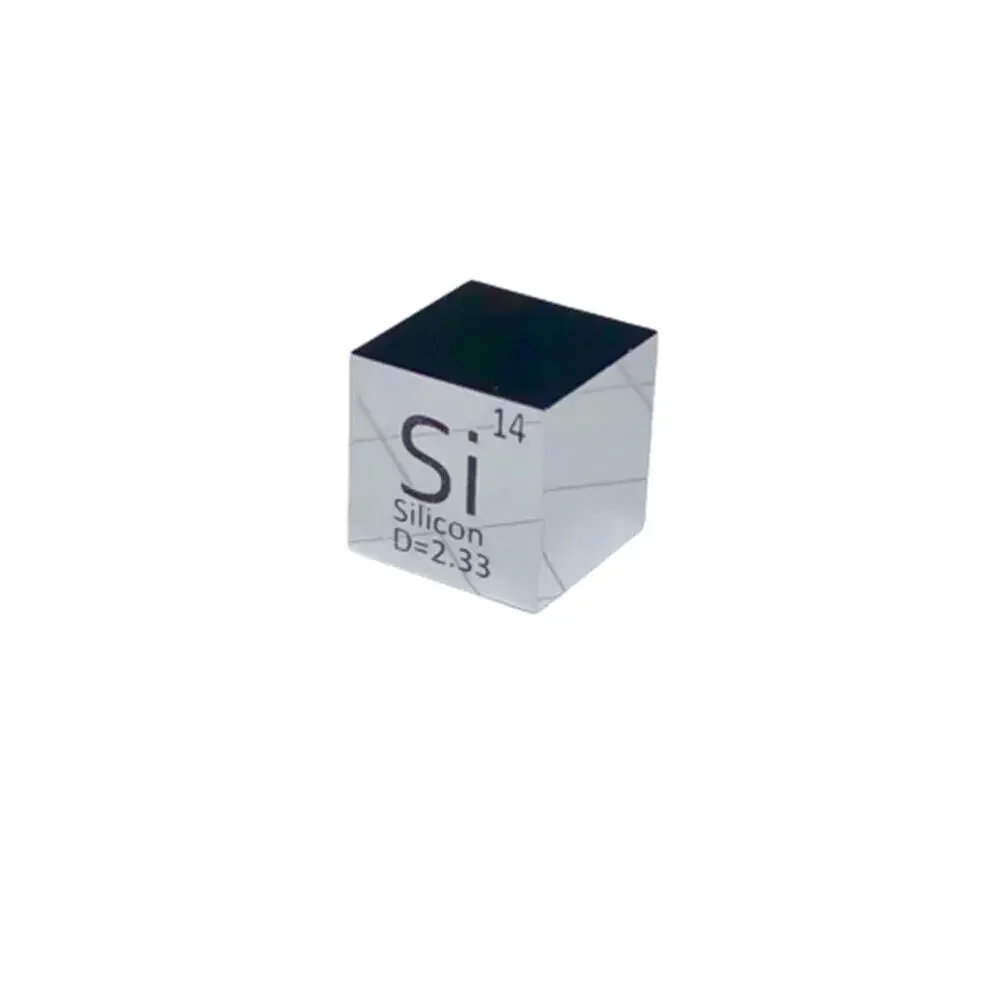 Mirror Silicon Cube 10mm Polished Single Crystal Si Block Periodic Table Engraving