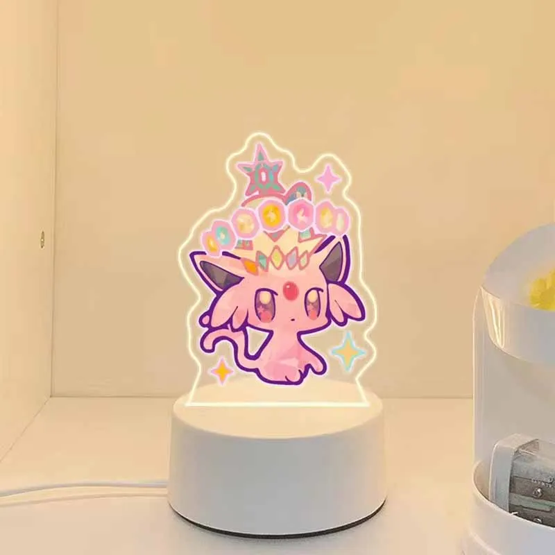 أنيمي البوكيمون فابوريون Eevee Vaporeon Espeon Jolteon Sylveon Glaceon Umbreon أحادية اللون ليلة ضوء سطح المكتب الديكور مصباح #3