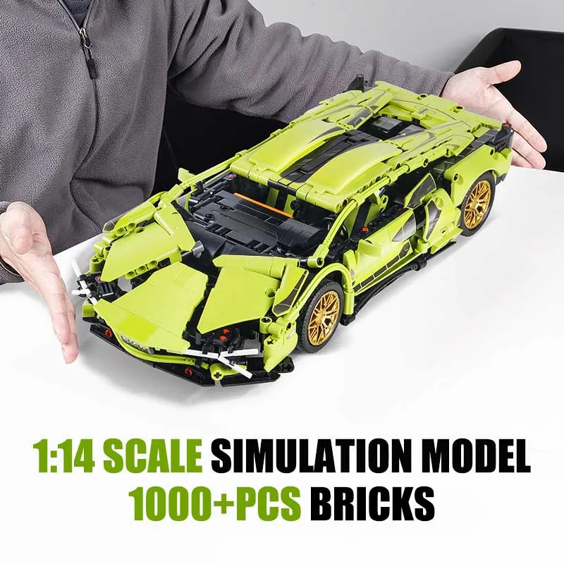 City Technical MOC Sport Car Mechanical V12 Supercar Model Building Blocks Assemble DIY Racing Car Bricks Toys For Children Gift