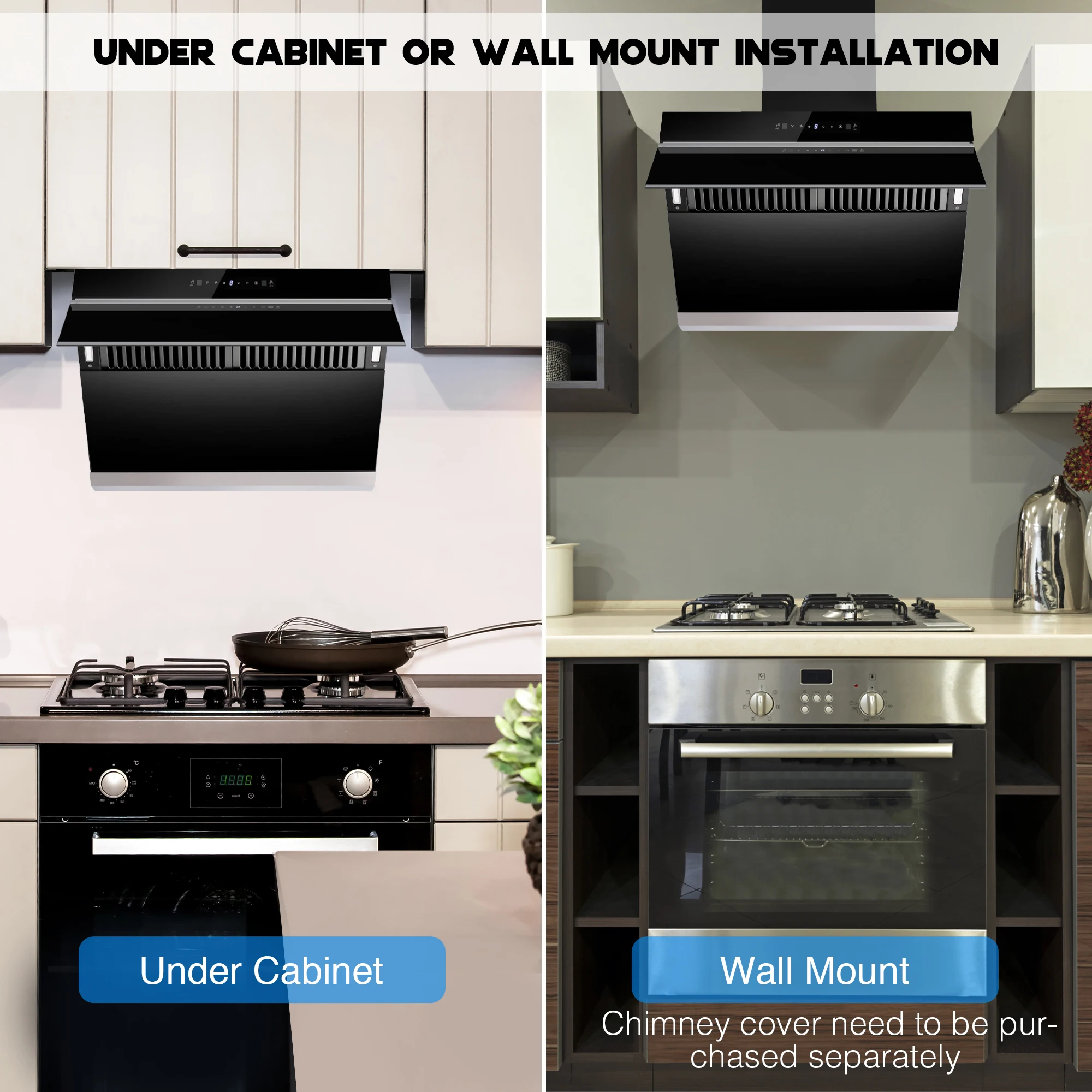 Tieasy 900 CFM 30 inch  Wall Mount or Under Cabinet Heating Auto-Cleaning Range Hood USCX08T75