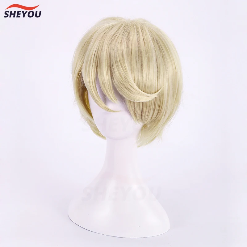 Alois Trancy Cosplay Wigs Anime Short Light Golden Heat Resistant Synthetic Hair Halloween Party Wig + Wig Cap