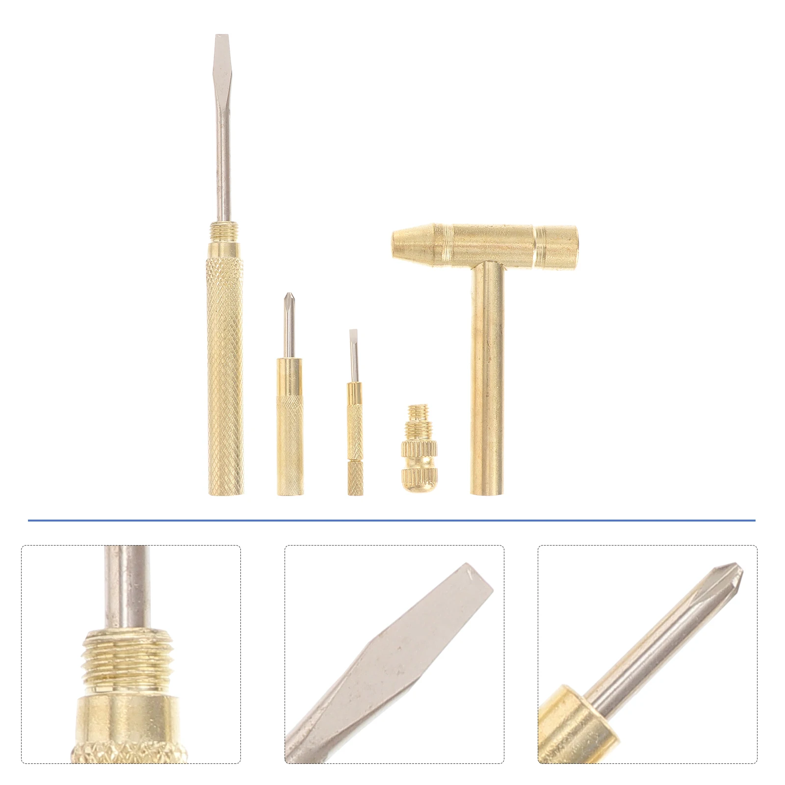 

6in1 Multifunctional Small Round Hammer Durable Repair Tool with 4 Screwdrivers Easy to Carry Golden Set