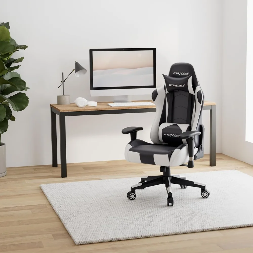 Gaming Chair Racing Office Computer Ergonomic Video Game Chair Backrest and Seat Height Adjustable Swivel Recliner with Headres