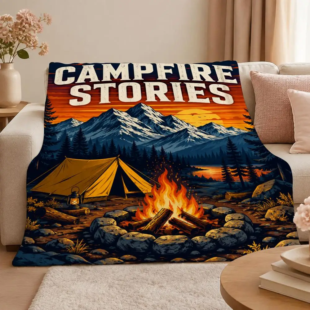 Artwork V-Vintage American Landscape Retro Scenic Throw 320g Soft Flannel Fleece Throw Blanket Cover Sofa Bed Dorm Nap Gift