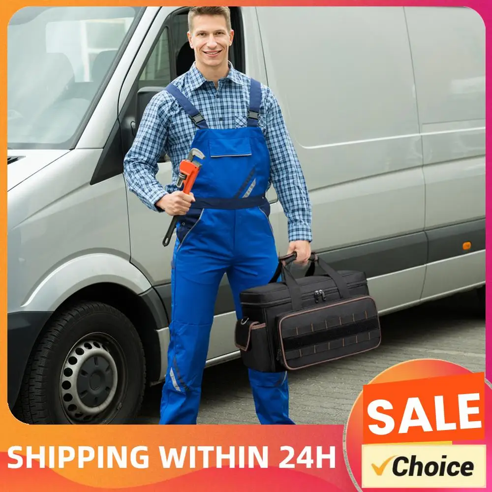 

17 Inch Large Tool Bag Organizer with Adjustable Shoulder Strap Heavy Duty Tool Bags for Electricians Mechanics Carpenters HVAC